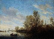 Salomon van Ruysdael River View near Deventer. Spain oil painting artist